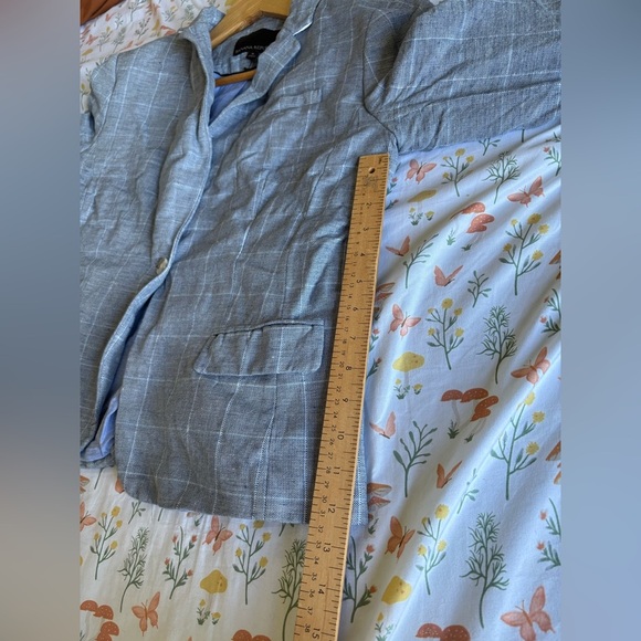 Banana Republic blazer blue grey plaid size 8 suit jacket single button - Picture 7 of 10